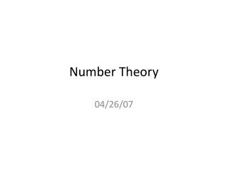 Number Theory