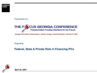 Federal, State &amp; Private Role in Financing P3's