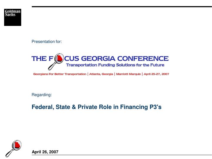federal state private role in financing p3 s