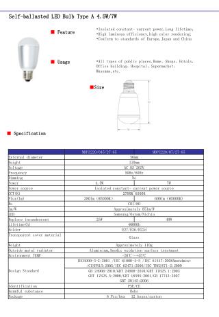 Self-ballasted LED Bulb Type A 4.5W/7W