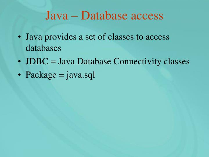 java database access