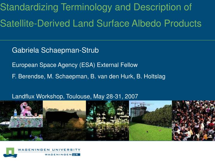 standardizing terminology and description of satellite derived land surface albedo products