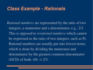 Class Example - Rationals