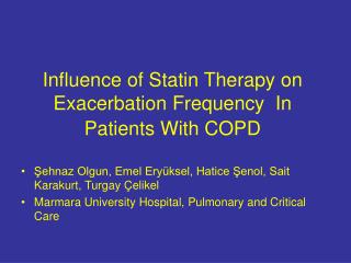 Influence of Statin Therapy on Exacerbation Frequency In Patients With COPD