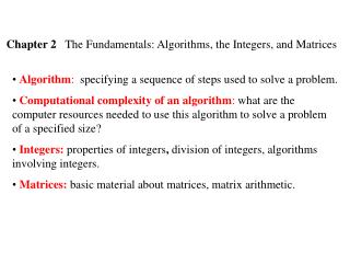 Chapter 2 The Fundamentals: Algorithms, the Integers, and Matrices