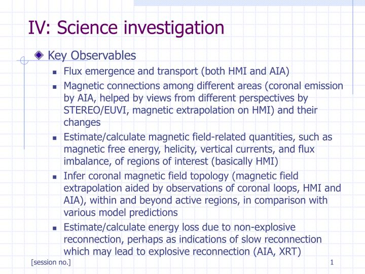 iv science investigation