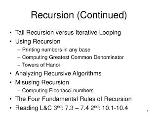 Recursion (Continued)