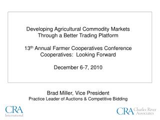 A Better Market Mechanism for Agricultural Commodities Overview