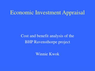 Economic Investment Appraisal