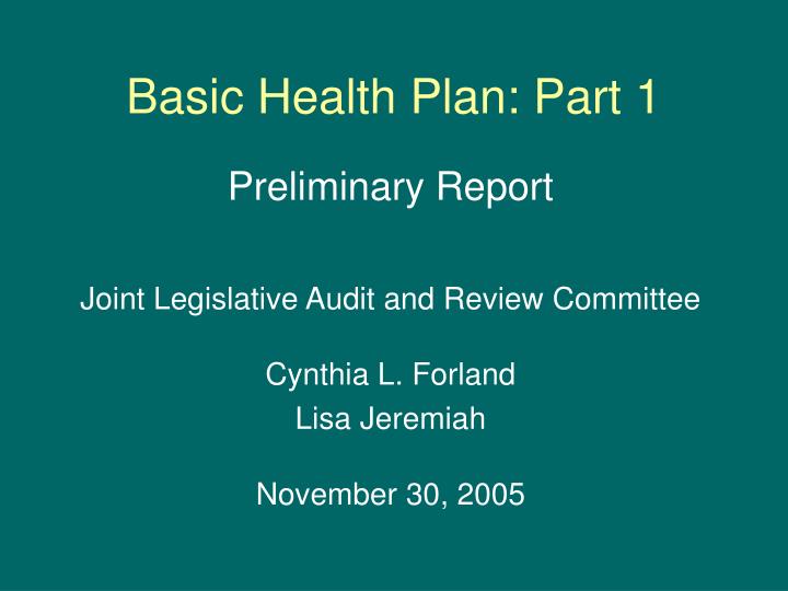 basic health plan part 1