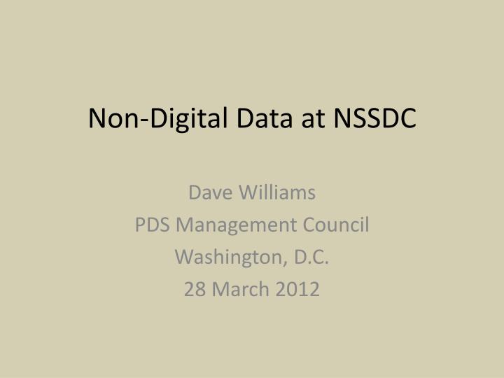 non digital data at nssdc