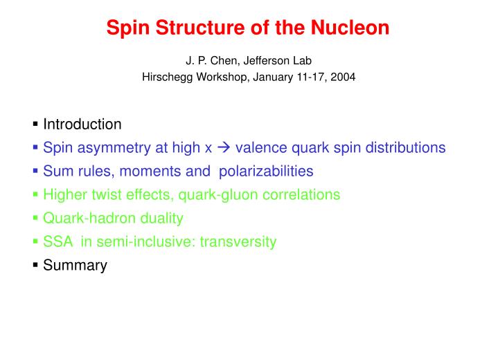spin structure of the nucleon