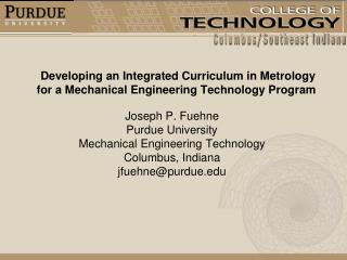 Developing an Integrated Curriculum in Metrology for a Mechanical Engineering Technology Program