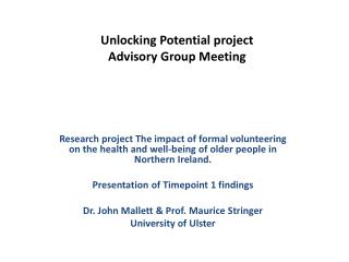 Unlocking Potential project Advisory Group Meeting