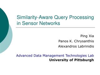 Similarity-Aware Query Processing in Sensor Networks