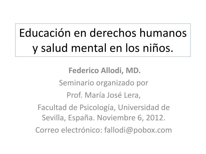 educaci n en derechos humanos y salud mental en los ni os