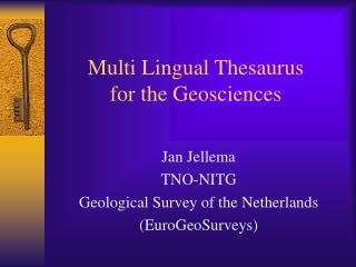 Multi Lingual Thesaurus for the Geosciences