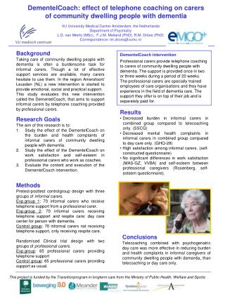 DementelCoach: effect of telephone coaching on carers of community dwelling people with dementia