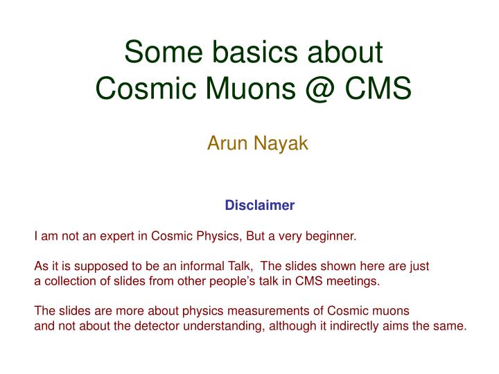 some basics about cosmic muons @ cms