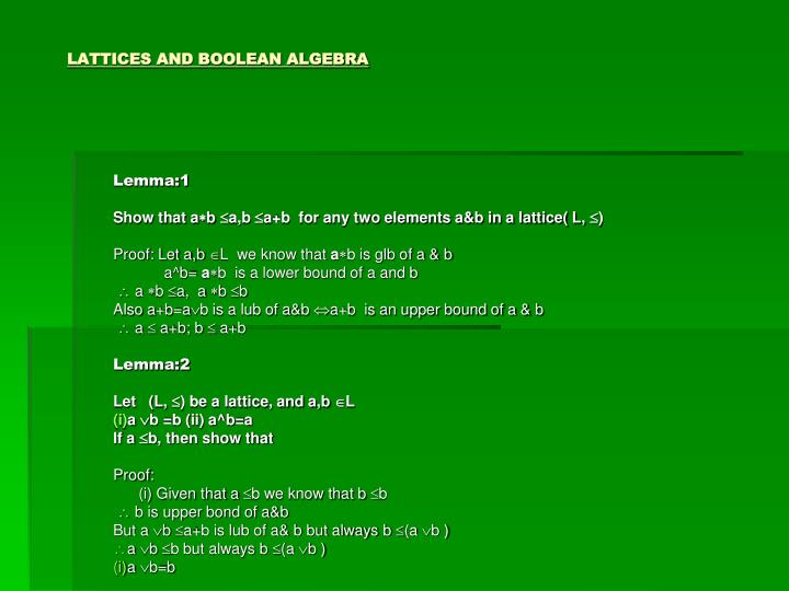 lattices and boolean algebra