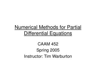 Numerical Methods for Partial Differential Equations