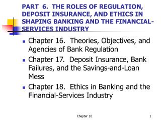 Chapter 16. Theories, Objectives, and Agencies of Bank Regulation