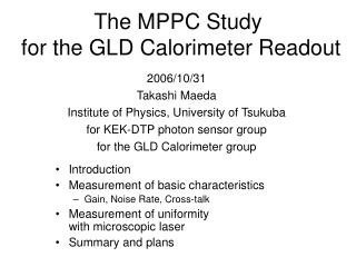 The MPPC Study for the GLD Calorimeter Readout