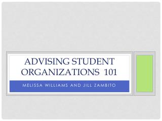 Advising Student Organizations 101