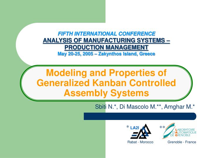 modeling and properties of generalized kanban controlled assembly systems
