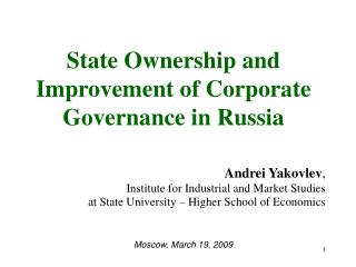 State Ownership and Improvement of Corporate Governance in Russia
