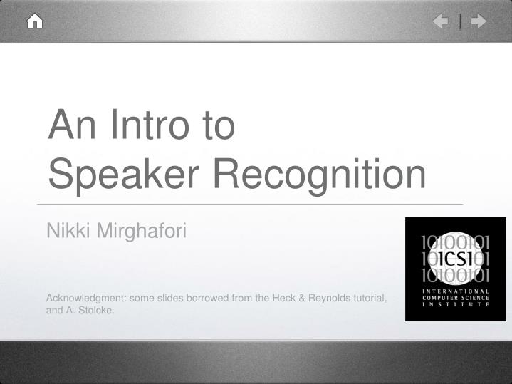 an intro to speaker recognition