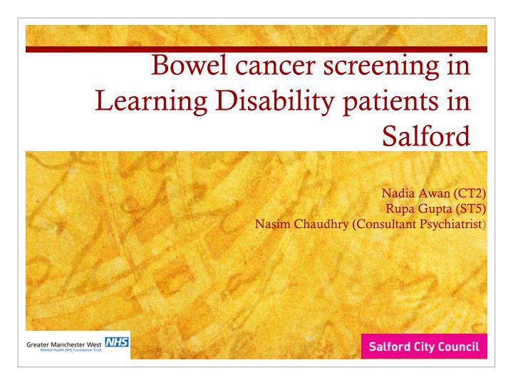 bowel cancer screening in learning disability patients in salford