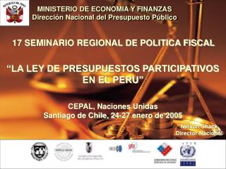 MINISTERIO DE ECONOMIA Y FINANZAS Dirección Nacional del Presupuesto Público
