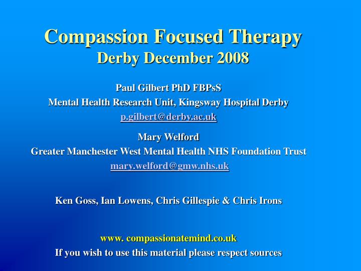 compassion focused therapy derby december 2008
