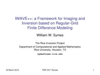 IWAVE++: a Framework for Imaging and Inversion based on Regular-Grid Finite Difference Modeling