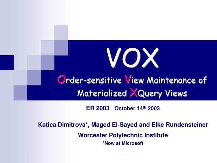 vox o rder sensitive v iew maintenance of materialized x query views