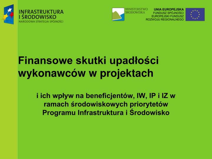 finansowe skutki upad o ci wykonawc w w projektach