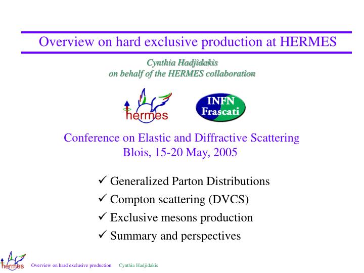overview on hard exclusive production at hermes