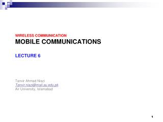 Wireless Communication Mobile Communications Lecture 6