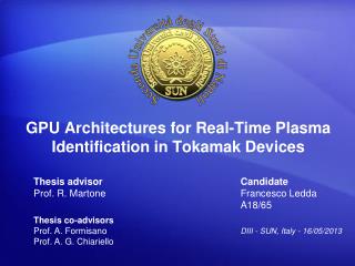 GPU Architectures for Real-Time Plasma Identification in Tokamak Devices