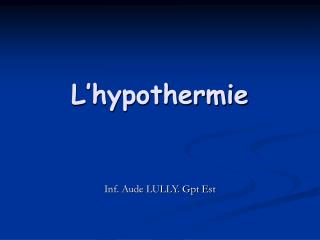 l hypothermie