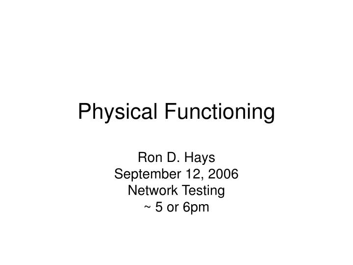 physical functioning