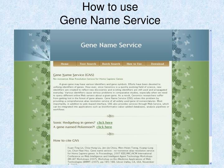 how to use gene name service