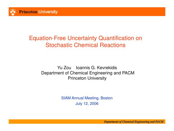 equation free uncertainty quantification on stochastic chemical reactions