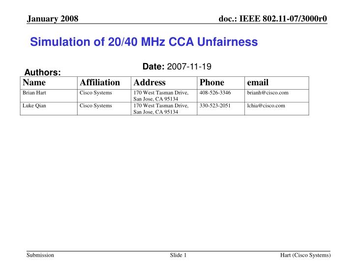 simulation of 20 40 mhz cca unfairness