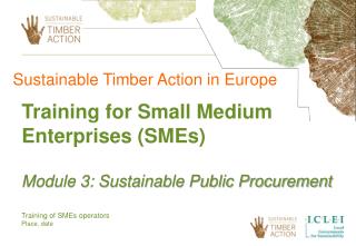 Training of SMEs operators Place, date