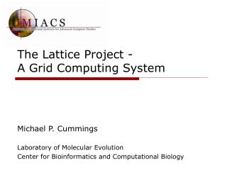 The Lattice Project - A Grid Computing System