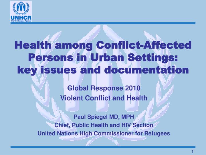 health among conflict affected persons in urban settings key issues and documentation