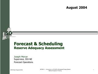 Forecast &amp; Scheduling Reserve Adequacy Assessment