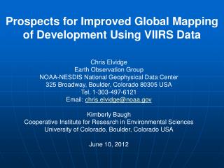 Prospects for Improved Global Mapping of Development Using VIIRS Data